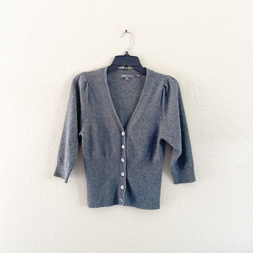 Vince Wool Cashmere Gray Button Up Sweater Cardigan